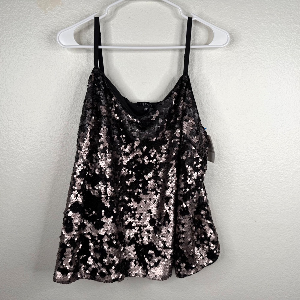 1. State Women's Whimisgoth Dark Fairy Party Sequins Cami Top Black Sz 1X NWT